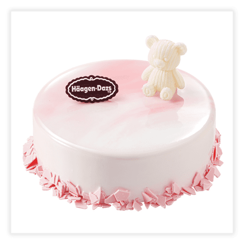 Haagen Dazs decorated cake in Romance brush