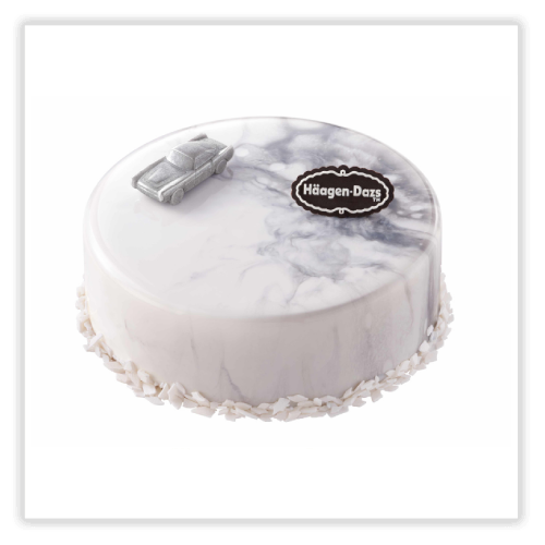 Haagen Dazs decorated cake in Silver Lighting
